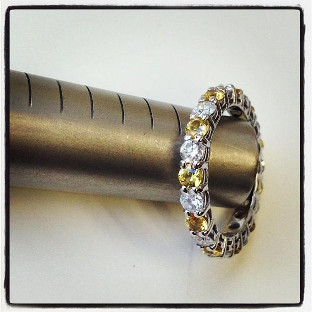 2 Carat Diamonds and Yellow Sapphire Eternity Ring Gemstone Eternity Rings deBebians 