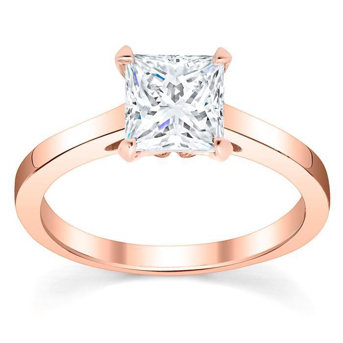 Diamond Solitaire Cathedral Flat Engagement Ring 2.5 mm Solitaire Engagement Rings deBebians 