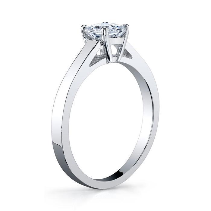 Diamond Solitaire Cathedral Flat Engagement Ring 2.5 mm Solitaire Engagement Rings deBebians 