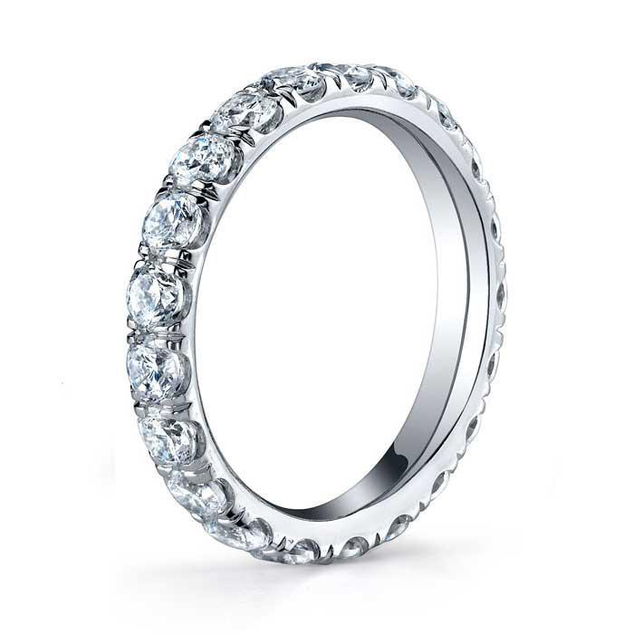 2.5mm Forever One Moissanite U Pave Eternity Ring Moissanite Wedding Rings deBebians 