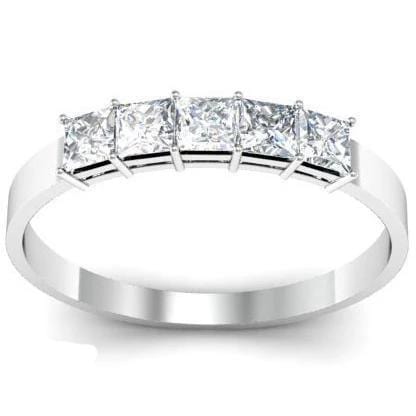 0.50cttw Shared Prong Princess Cut Diamond Five Stone Ring Five Stone Rings deBebians 