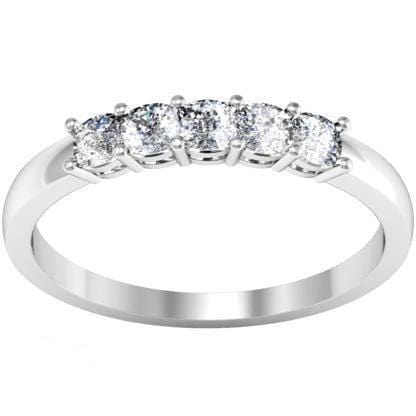 0.50cttw Shared Prong Cushion Cut Diamond Five Stone Ring Five Stone Rings deBebians 