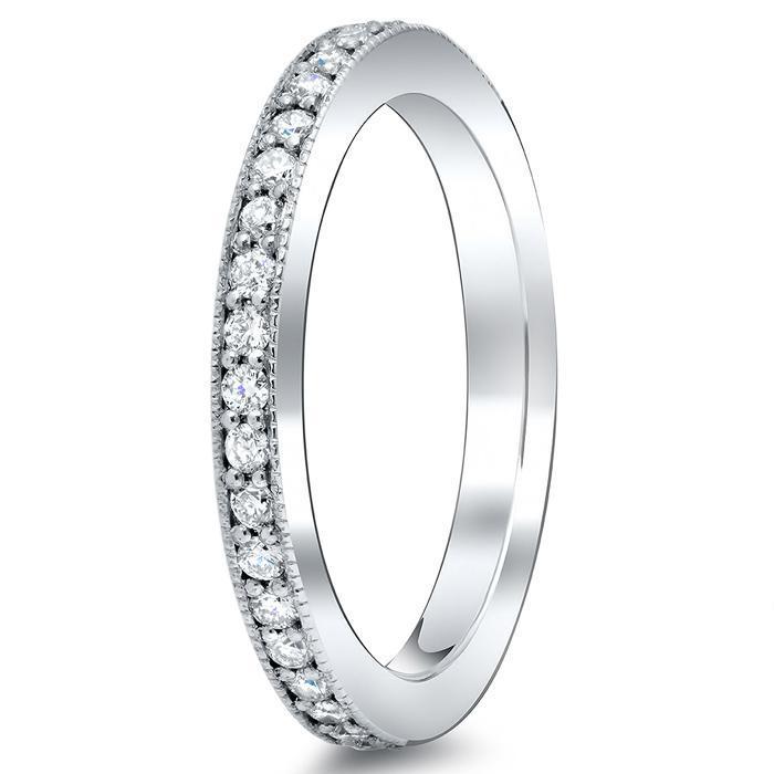 Single Row Pave Set Milgrain Diamond Eternity Band - 0.50 carat - SI Clarity Diamond Eternity Rings deBebians 