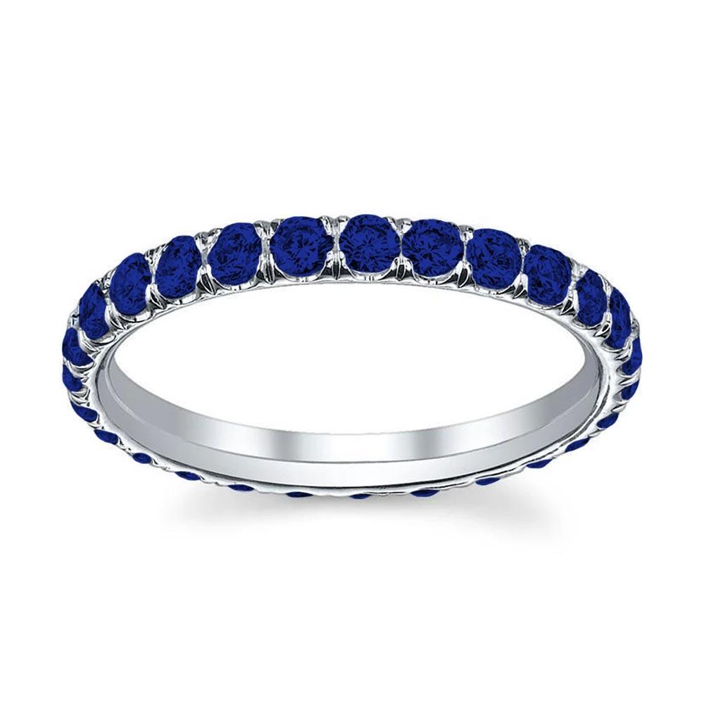 Blue Sapphire U-Pave Set Eternity Band Gemstone Eternity Rings deBebians 