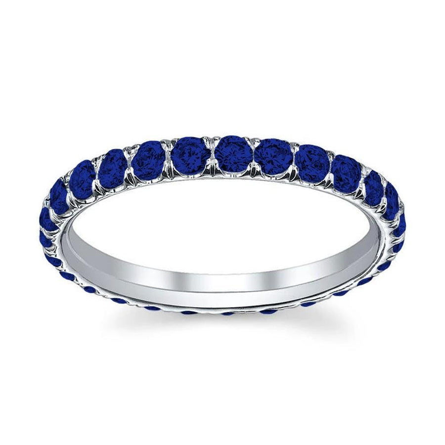 Blue Sapphire U-Pave Set Eternity Band Gemstone Eternity Rings deBebians 