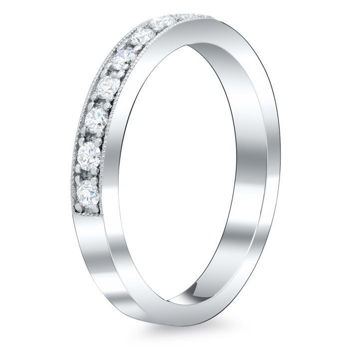 Eternity Ring Pave Half Round Milgrain Setting Half Eternity Rings deBebians 