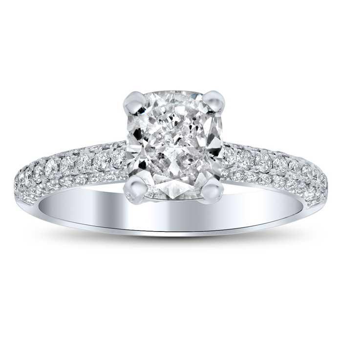 3 Sided Pave Engagement Ring with Pave Basket Diamond Accented Engagement Rings deBebians 