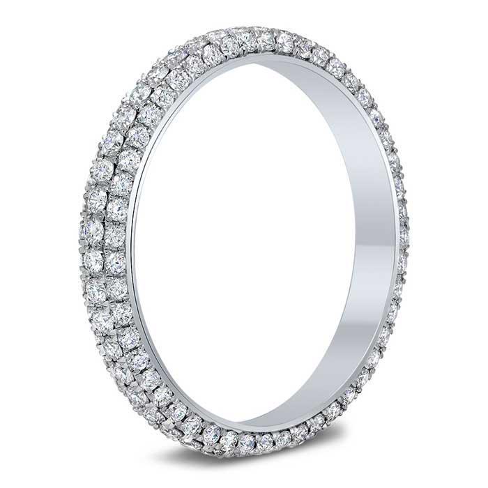 Three Row Pave Set Diamond Eternity Band - 1.00 cttw Diamond Eternity Rings deBebians 