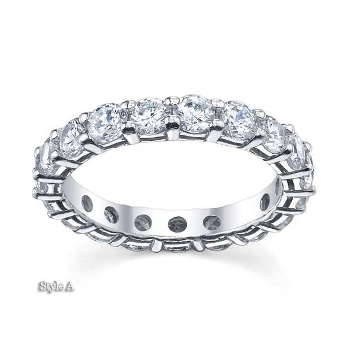 3.5mm Forever One Moissanite Round Eternity Ring Moissanite Wedding Rings deBebians 