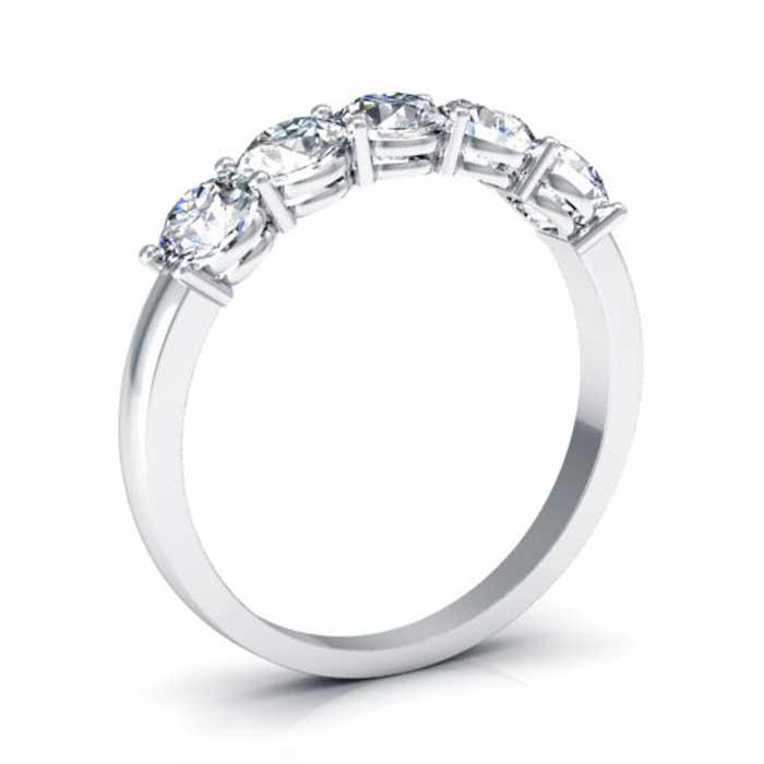 3.5mm Forever One Moissanite Round Five Stone Ring Moissanite Wedding Rings deBebians 