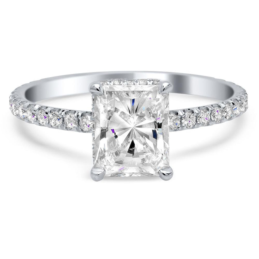 Pave Hidden Basket Diamond Accented Delicate Engagement Ring Diamond Accented Engagement Rings deBebians 