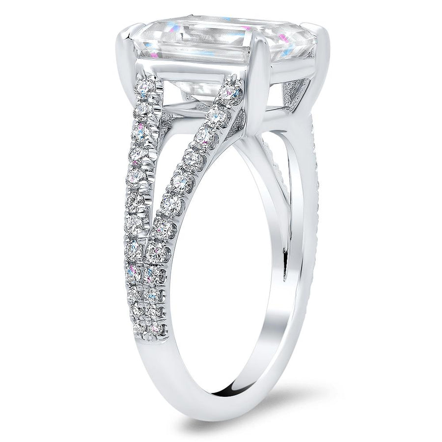 Pave Diamond Split Shank Engagement Ring Diamond Accented Engagement Rings deBebians 