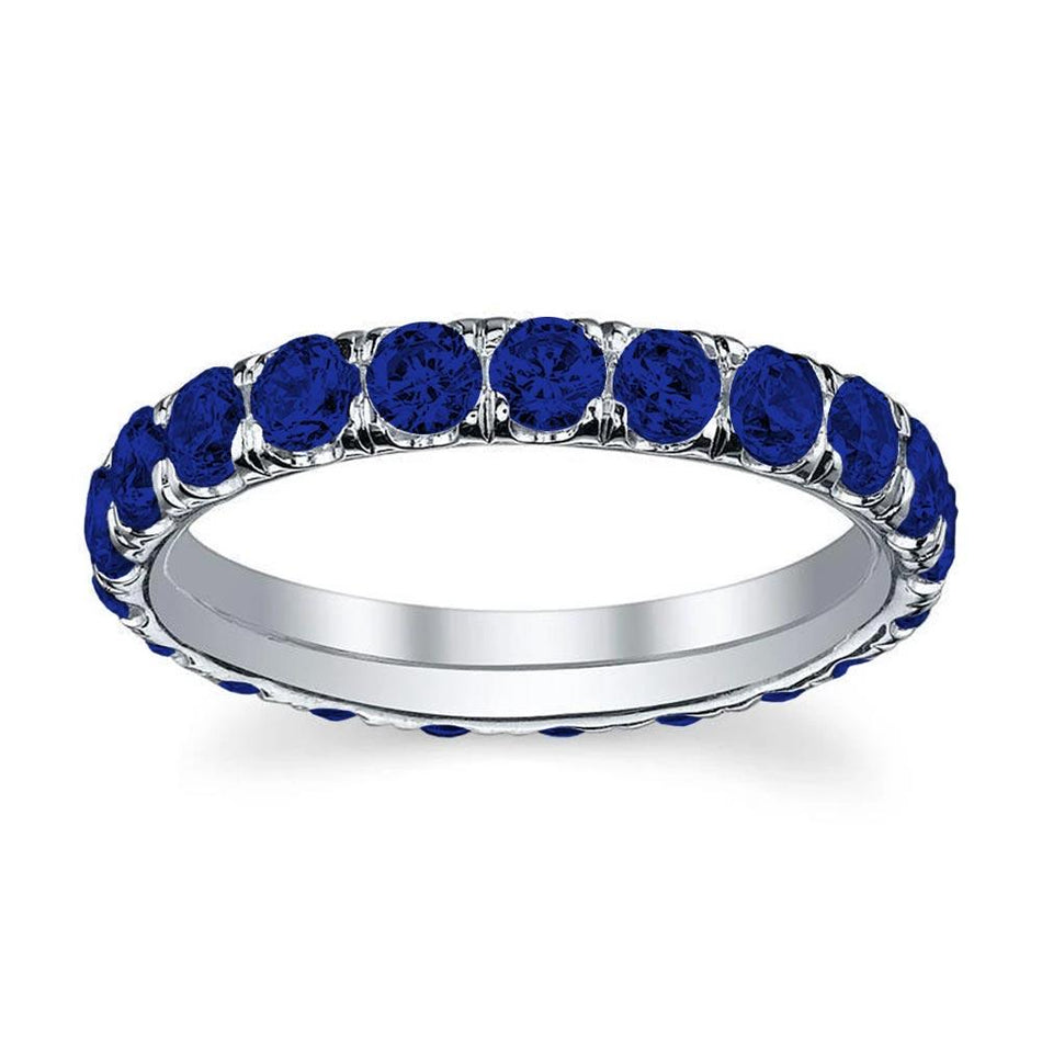 Eternity Ring of Blue Sapphires in U-Pave Setting Gemstone Eternity Rings deBebians 