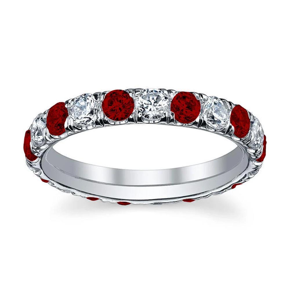 Diamond and Ruby U-Pave Eternity Ring Gemstone Eternity Rings deBebians 