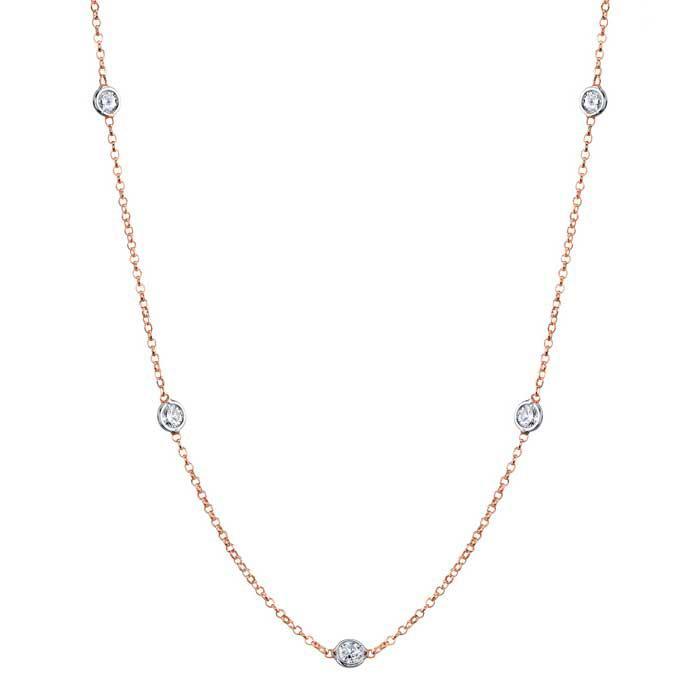 3mm Forever One Moissanite 7-Stone Station Necklace Moissanite Necklaces deBebians 