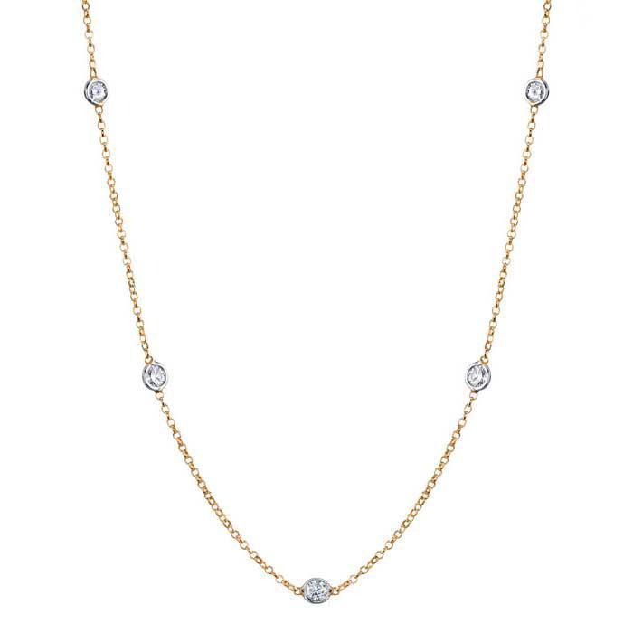 3mm Forever One Moissanite 7-Stone Station Necklace Moissanite Necklaces deBebians 