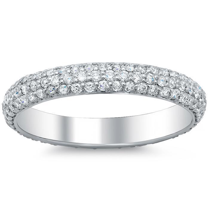 Three Row Pave Set Diamond Eternity Band - 0.60 carat - SI Clarity Diamond Eternity Rings deBebians 