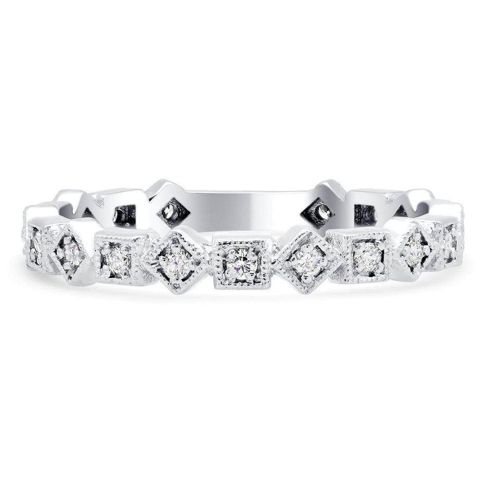Geometric Round Diamond Wedding Ring Diamond Wedding Rings deBebians 