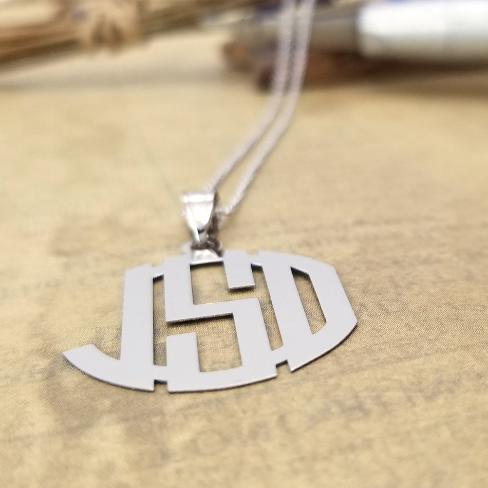 Round Carved Monogram Pendant