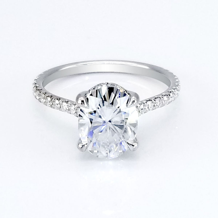 Oval Forever One Moissanite Pave Engagement Ring