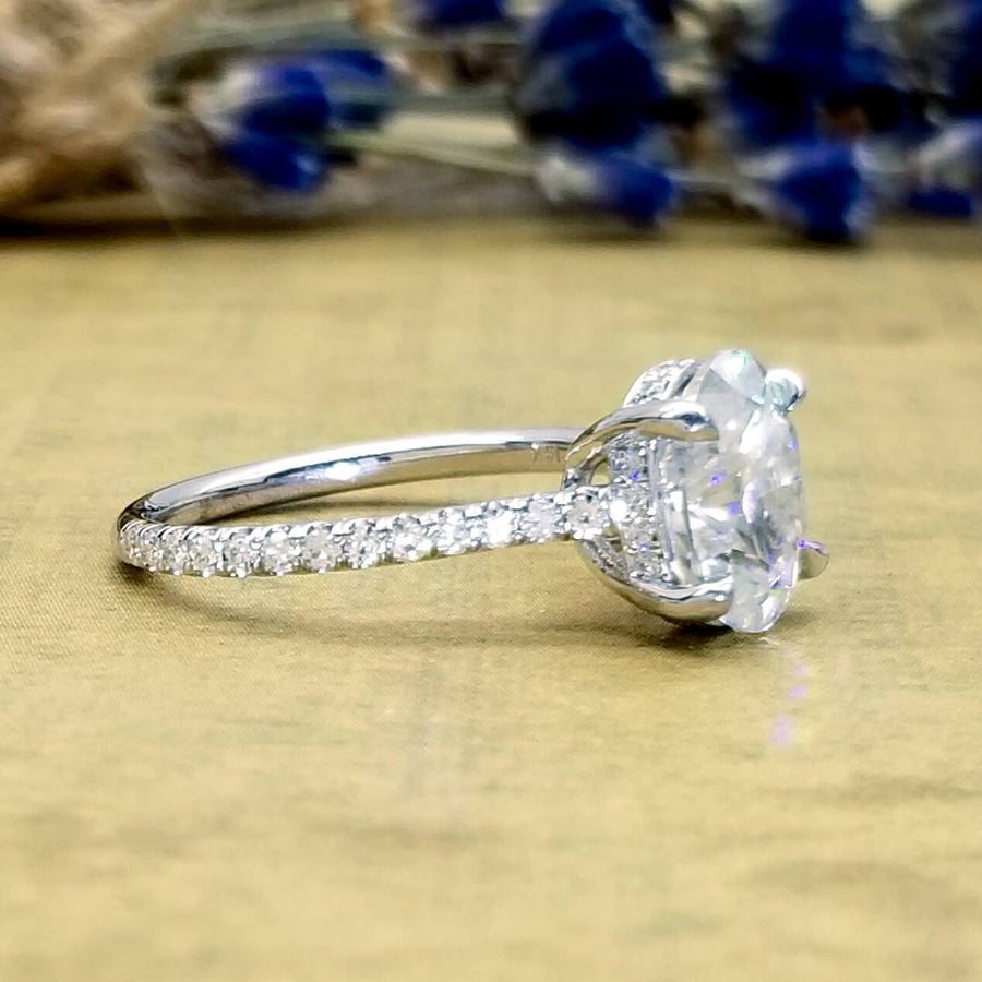 Oval Forever One Moissanite Pave Engagement Ring