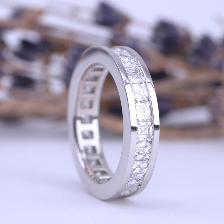 14K Gold 7 Stone Asscher Cut Diamond Wedding Ring | Dallas TX