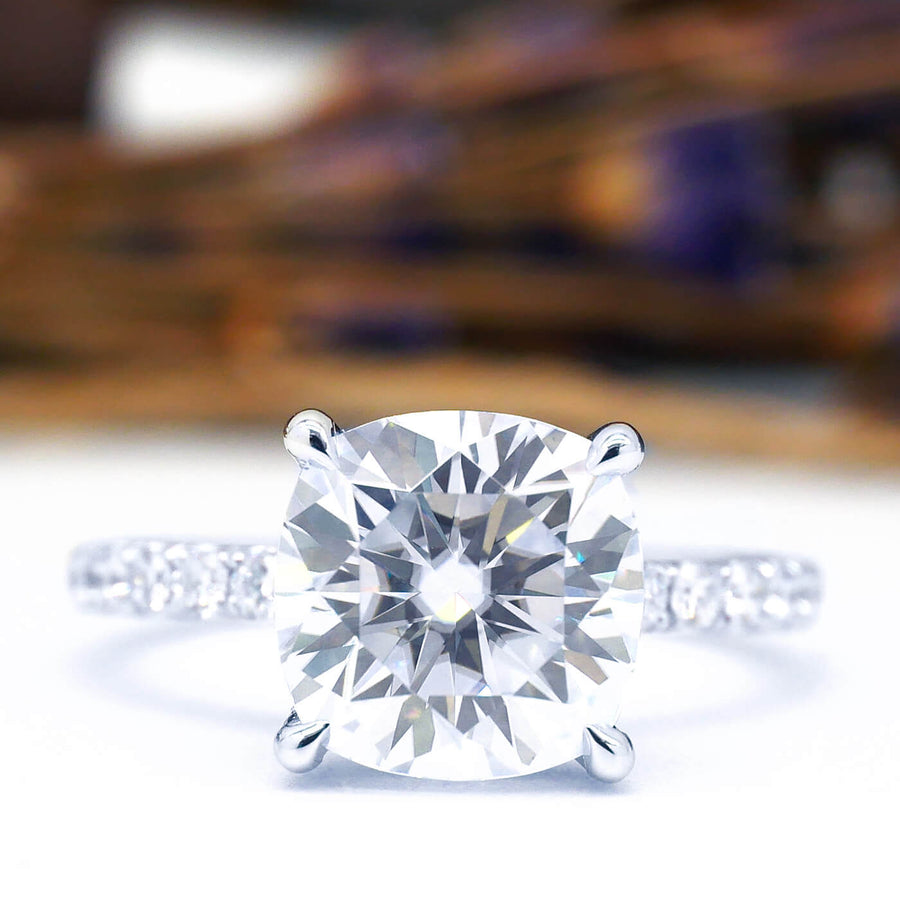 Lab Grown Diamond Under Halo Engagement Ring
