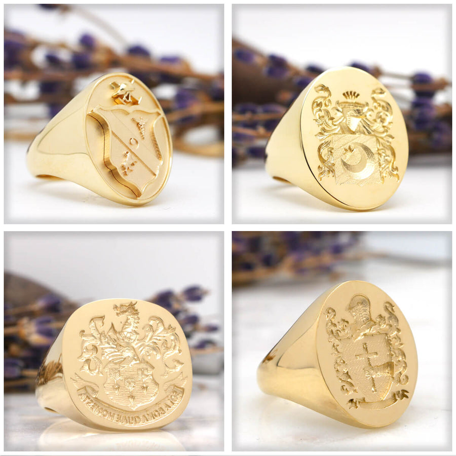 Women's Oval Signet Ring - Extra Large - CAD Designed Family Crest / Logo