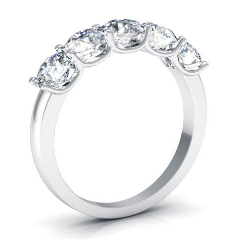 1.50cttw U Prong Round GIA Certified Diamond Five Stone Ring Five Stone Rings deBebians 