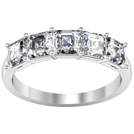 1.50cttw Shared Prong Asscher Diamond Five Stone Ring Five Stone Rings deBebians 