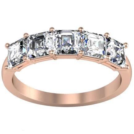 1.50cttw Shared Prong Asscher Diamond Five Stone Ring Five Stone Rings deBebians 