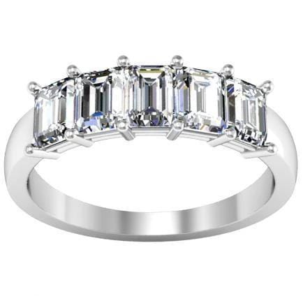 1.50cttw Shared Prong Emerald Cut Diamond Five Stone Ring Five Stone Rings deBebians 