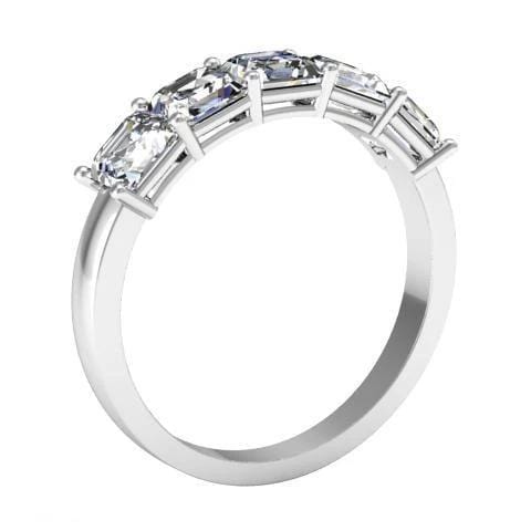 1.50cttw Shared Prong Asscher Diamond Five Stone Ring Five Stone Rings deBebians 