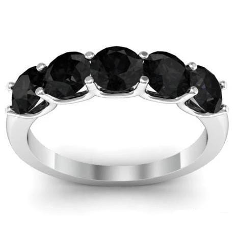 1.50cttw U Prong Black Diamond Five Stone Ring Five Stone Rings deBebians 