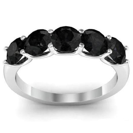 1.50cttw U Prong Black Diamond Five Stone Ring Five Stone Rings deBebians 