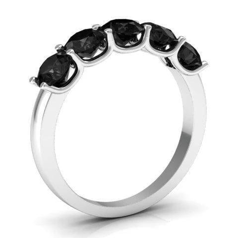 1.50cttw U Prong Black Diamond Five Stone Ring Five Stone Rings deBebians 