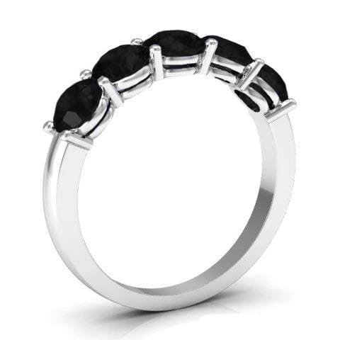 1.50cttw Shared Prong Black Diamond 5 Stone Band Five Stone Rings deBebians 