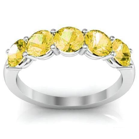 1.50cttw Shared Prong Yellow Sapphire Five Stone Ring - Shown in White Gold