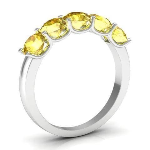 1.50cttw U Prong Yellow Sapphire Five Stone Band Five Stone Rings deBebians 