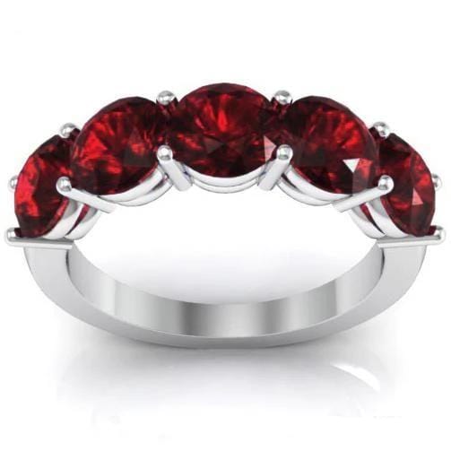 3.00cttw Shared Prong Garnet Five Stone Ring Five Stone Rings deBebians 