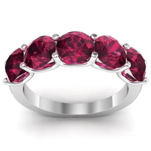 3.00cttw U Prong Garnet Five Stone Band Five Stone Rings deBebians 