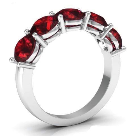 3.00cttw Shared Prong Garnet Five Stone Ring Five Stone Rings deBebians 