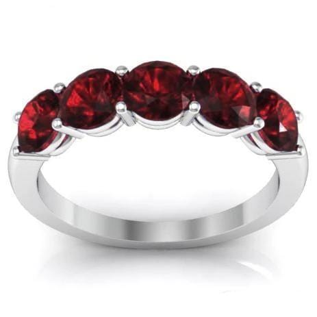 1.50cttw Shared Prong Garnet Five Stone Ring Five Stone Rings deBebians 