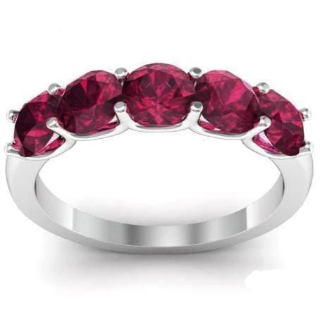 1.50cttw U Prong Garnet Five Stone Ring Five Stone Rings deBebians 