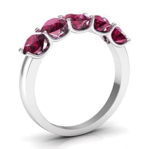 1.50cttw U Prong Garnet Five Stone Ring Five Stone Rings deBebians 