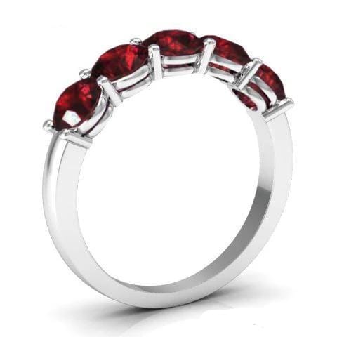 1.50cttw Shared Prong Garnet Five Stone Ring Five Stone Rings deBebians 