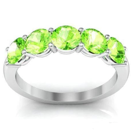 1.50cttw Shared Prong 5 Stone Peridot Band Five Stone Rings deBebians 