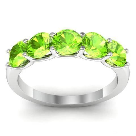 1.50cttw U Prong 5 Stone Peridot Ring Five Stone Rings deBebians 