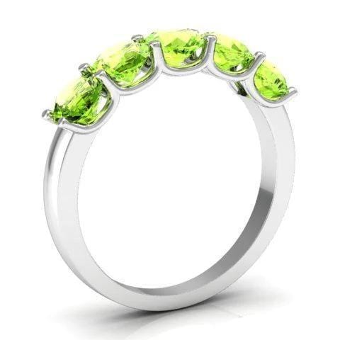 1.50cttw U Prong 5 Stone Peridot Ring Five Stone Rings deBebians 