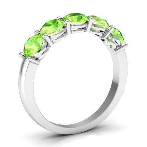 1.50cttw Shared Prong 5 Stone Peridot Band Five Stone Rings deBebians 